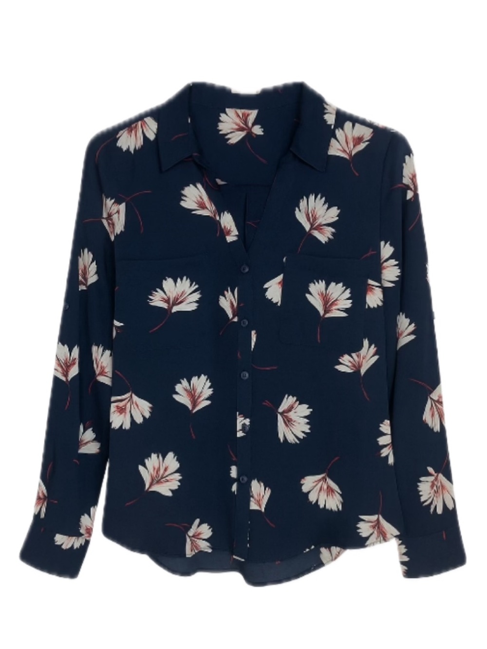Express Portofino Slim Floral Button-Up Blouse